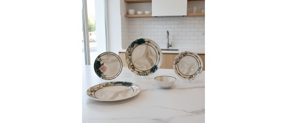 Порцеланов сервиз за хранене 24 части Мраморен романс TOPRAKSAN