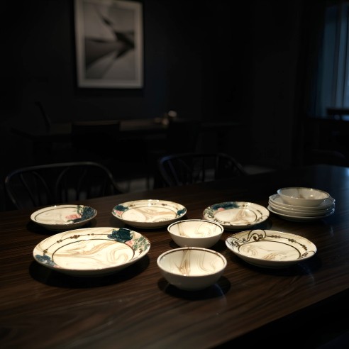 Порцеланов сервиз за хранене 24 части Мраморен романс TOPRAKSAN ➤ топ цена ➤ dshome.bg