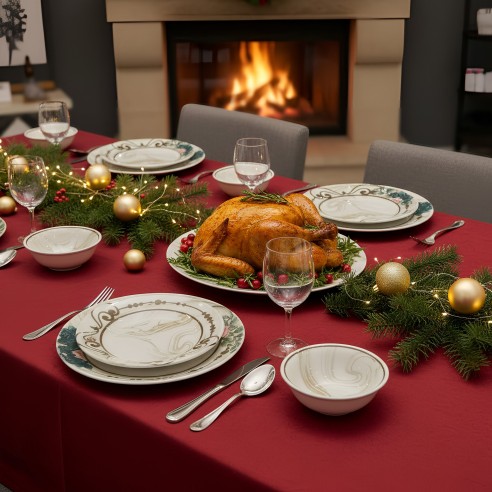 Порцеланов сервиз за хранене 24 части Мраморен романс TOPRAKSAN ➤ топ цена ➤ dshome.bg