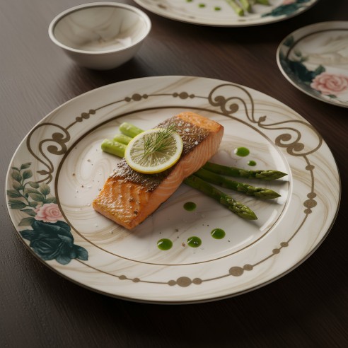 Порцеланов сервиз за хранене 24 части Мраморен романс TOPRAKSAN ➤ топ цена ➤ dshome.bg