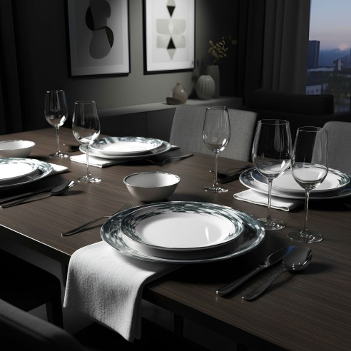 Порцеланов сервиз за хранене 24 части Водовъртеж TOPRAKSAN ➤ топ цена ➤ dshome.bg