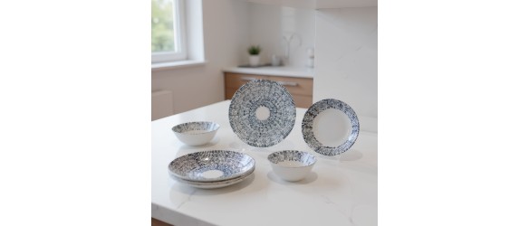 Порцеланов сервиз за хранене 24 части Сини щрихи TOPRAKSAN