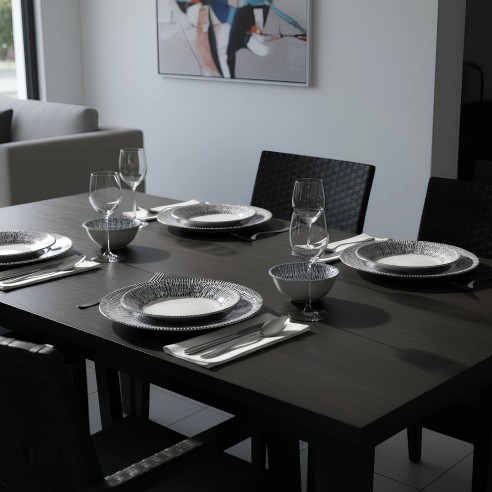 Порцеланов сервиз за хранене 24 части Сини щрихи TOPRAKSAN ➤ топ цена ➤ dshome.bg