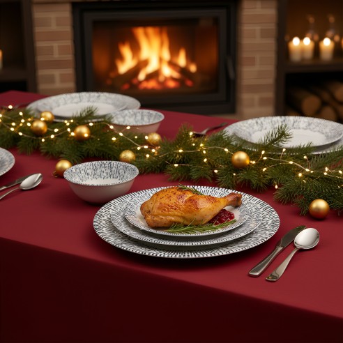 Порцеланов сервиз за хранене 24 части Сини щрихи TOPRAKSAN ➤ топ цена ➤ dshome.bg