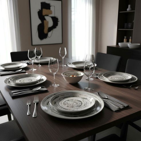 Порцеланов сервиз за хранене 24 части Exo TOPRAKSAN ➤ топ цена ➤ dshome.bg