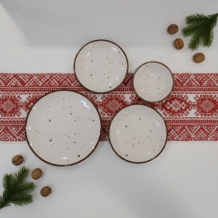 Порцеланов сервиз за хранене 24 части Кафяви пръски TOPRAKSAN