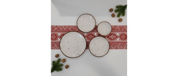 Порцеланов сервиз за хранене 24 части Кафяви пръски TOPRAKSAN