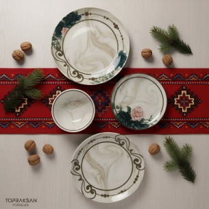 Порцеланов сервиз за хранене 24 части Мраморен романс TOPRAKSAN