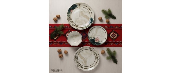 Порцеланов сервиз за хранене 24 части Мраморен романс TOPRAKSAN