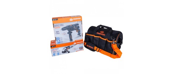 Комплект ъглошлайф DAAG115-90 + бормашина DAID500 + чанта DAEWOO