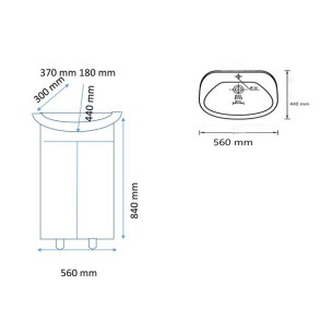 Шкаф за баня с мивка 55 см Перла FORMA VITA 2