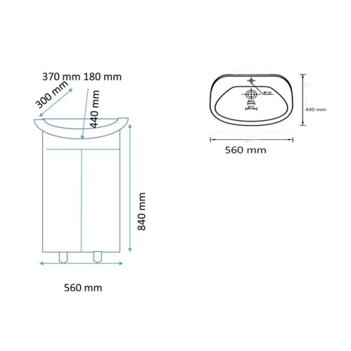 Шкаф за баня с мивка 55 см Перла FORMA VITA