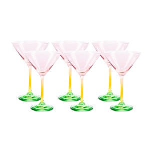 Комплект от 6 чаши за коктейл 274 мл Розово-жълто