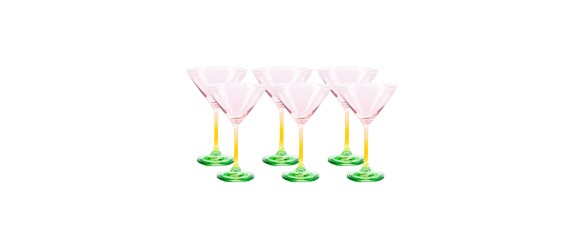Комплект от 6 чаши за коктейл 274 мл Розово-жълто
