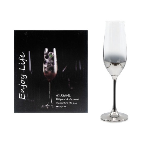 Комплект от 6 чаши за вино 235 мл Преливащ металик