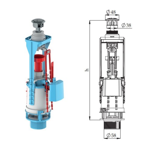 Универсален изпразващ механизъм за казанче NIKIPLAST-M