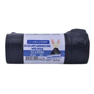 Чували за смет с връв 52x65 см 50 л 20 бр. МЕГАПОРТ