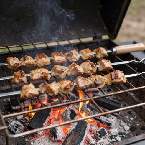 Метален шиш с дървена дръжка 65 см SIM-CHURRASCO