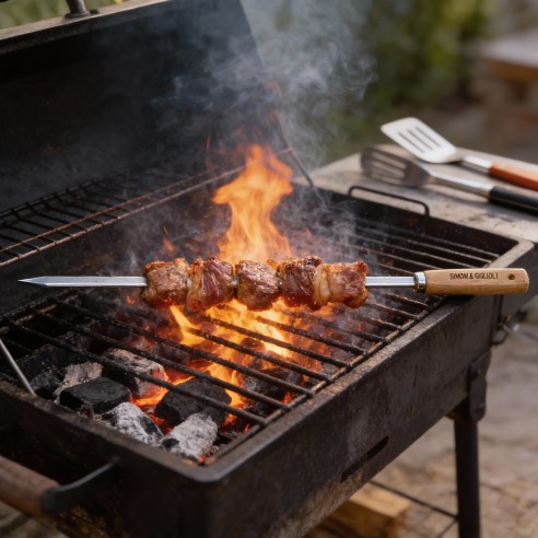 Метален шиш с дървена дръжка 65 см SIM-CHURRASCO