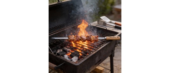 Метален шиш с дървена дръжка 65 см SIM-CHURRASCO