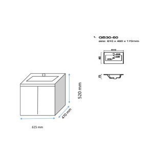Шкаф за баня с мивка 60 см Нова Golden FORMA VITA 2