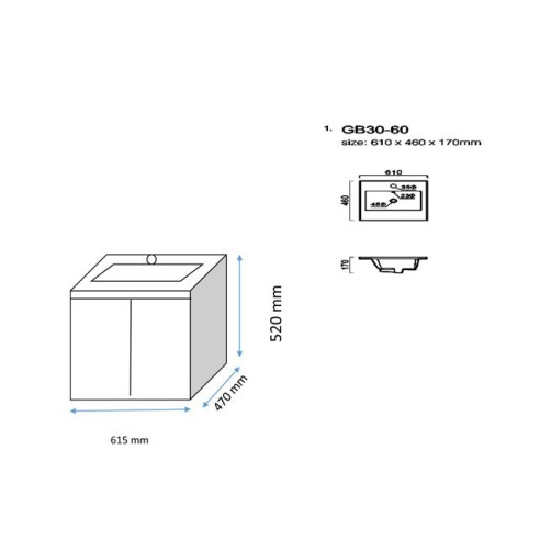 Шкаф за баня с мивка 60 см Нова Golden FORMA VITA