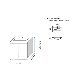 Шкаф за баня с мивка 61 см Милано FORMA VITA 2