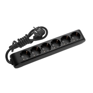 Разклонител 6 гнезда 1.5 м кабел черен PANASONIC ➤ топ цена ➤ dshome.bg