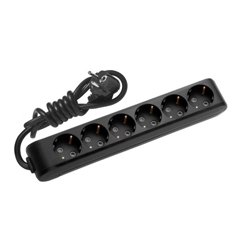 Разклонител 6 гнезда 1.5 м кабел черен PANASONIC ➤ топ цена ➤ dshome.bg