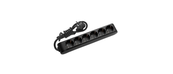 Разклонител 6 гнезда 1.5 м кабел черен PANASONIC ➤ топ цена ➤ dshome.bg