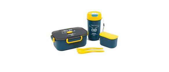 Кутия за храна с чаша и прибори