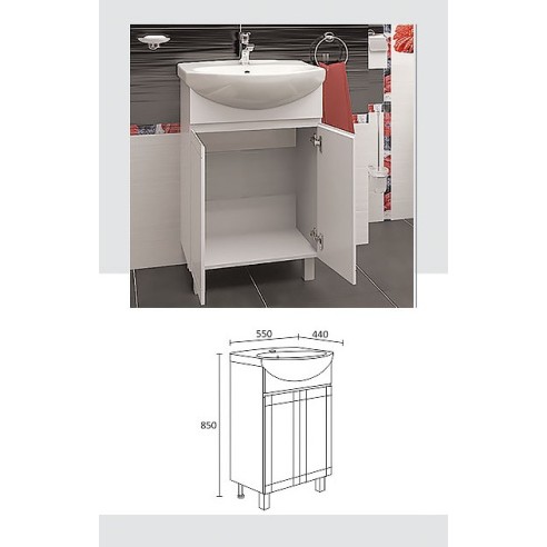 Долен шкаф с мивка за баня 55 см Рила TRIANO