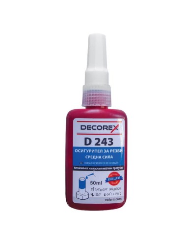 Лепило за резби средна якост D243 50мл DECOREX - 1