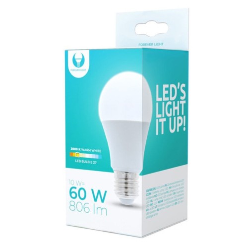 LED крушка E27 А60 10W 806lm 3000K топло бяла FOREVER - 2