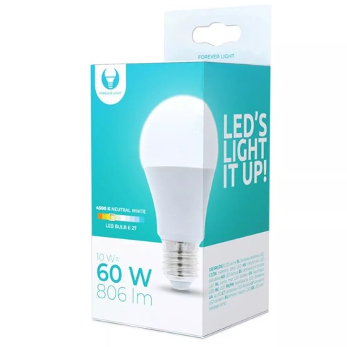 LED крушка E27 А60 10W 806lm 4500K неутрално бяла FOREVER - 2