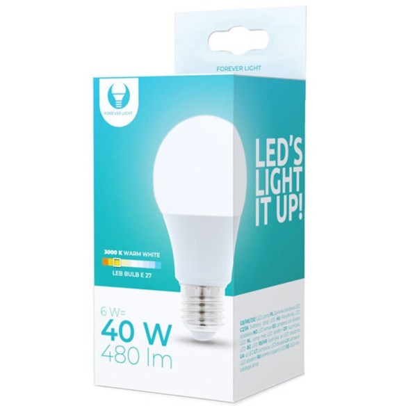 LED крушка E27 А60 6W 485lm 4500K неутрално бяла FOREVER - 2