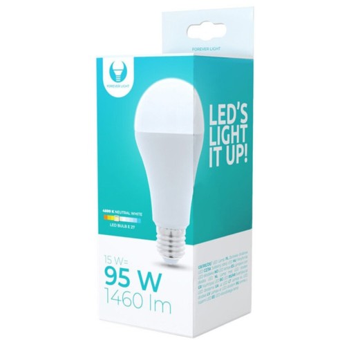 LED крушка E27 А65 15W 1460lm 4500K неутрално бяла FOREVER - 2