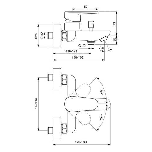 Стенен смесител за вана/душ Tyria VIDIMA - 2