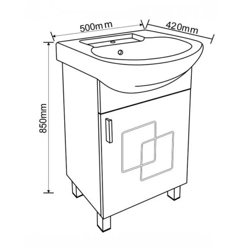 Шкаф за баня с умивалник Мойра 50x42x85см INTER CERAMIC