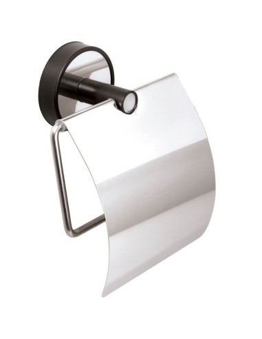 Държач за тоалетна хартия с капак Optimo хром/черен KAPITAN - 1