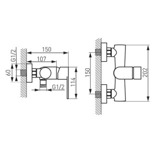 Стенен смесител за душ Algeo хром FERRO 2