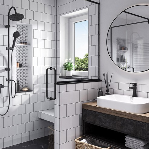 Стоящ смесител за умивалник Algeo черен мат FERRO