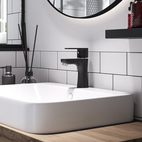 Стоящ смесител за умивалник Algeo черен мат FERRO