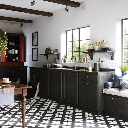 Стоящ смесител за кухня с гъвкав PVC черен чучур Zumba FERRO