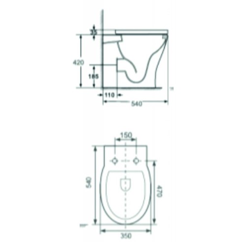 Стенна тоалетна чиния icc 5043