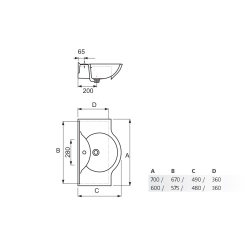 Умивалник larisa 600 - 2
