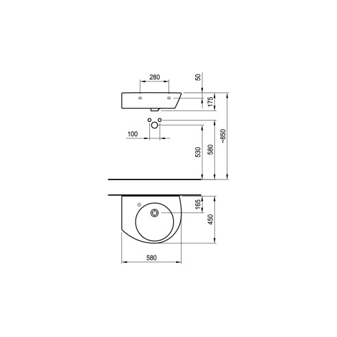 Умивалник 580х450 с 1 отвор в ляво - 2