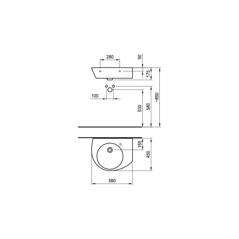 Умивалник 580х450 с 1 отвор в дясно - 2