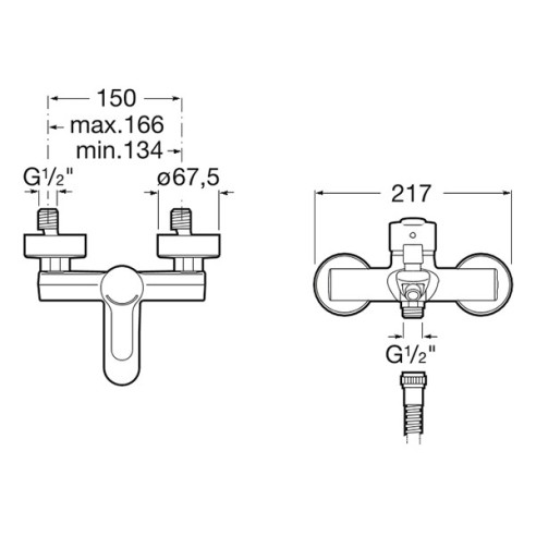 Смесител за вана/душ с акс  l20 - 2
