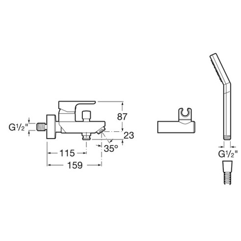 Смесител за вана/душ с акс  l20 - 3